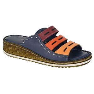Mod Comfys Womens/Ladies Leather Mules / Blue/Multicolored
